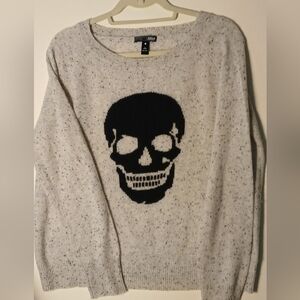 100% Cashmere AQUA SKULL SWEATER made In India Size Small Marled Beige Sz S  EUC
